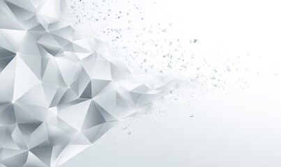 Geometric, shattered ice. Abstract polygon design over white backdrop