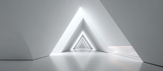 Tunnel of nested, white, triangular openings converging toward the distance