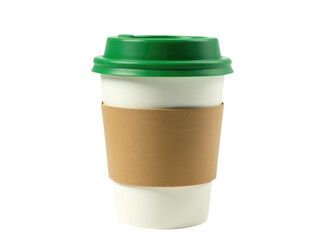 A single cup of coffee with a bright green lid, perfect for daily caffeine fix or as a decorative accent