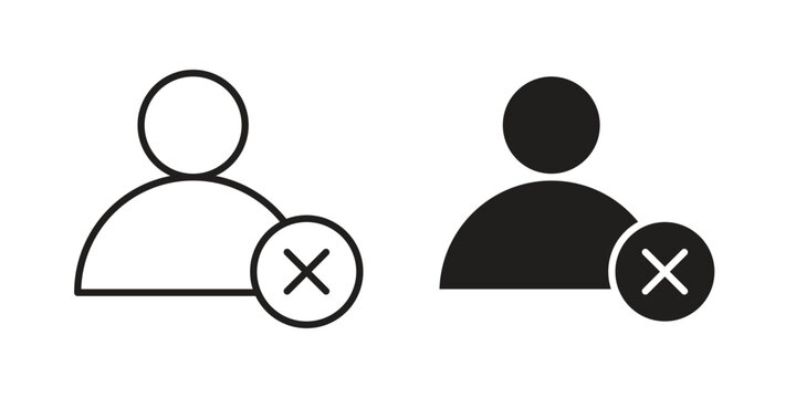 Remove user icons. Outline and filled icons. Vector Graphic. EPS 10