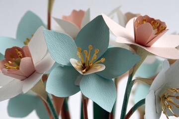 Close-up of pastel paper daffodils