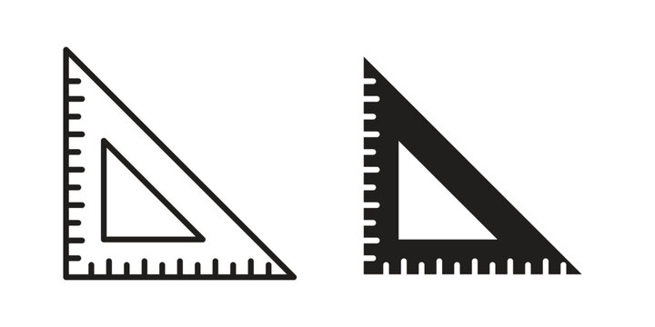 Triangle ruler icons. Outline and filled icons. Vector Graphic. EPS 10