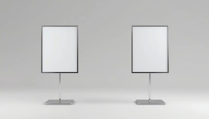 Indoor Pedestal Steel Sign Stand poster banner advertisement Display, Lobby Menu Board. Blank white 3d rendering