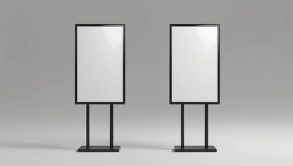 Indoor Pedestal Steel Sign Stand poster banner advertisement Display, Lobby Menu Board. Blank white 3d rendering