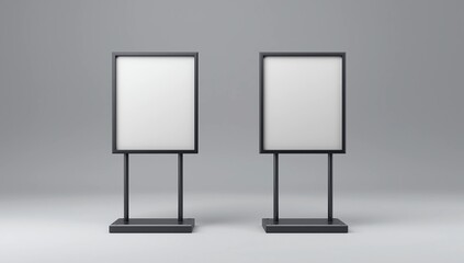 Indoor Pedestal Steel Sign Stand poster banner advertisement Display, Lobby Menu Board. Blank white 3d rendering