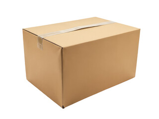 A cardboard box wrapped with a white ribbon, perfect for packing gifts or storing small items