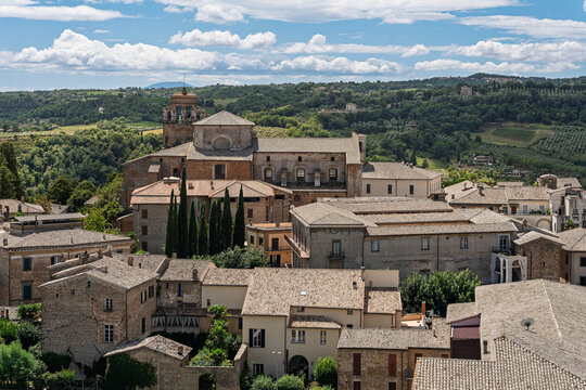 Italy - Orvieto - Church of Sant Agostino - Rooftop panorama of convent complex and medieval quarter across the valley