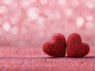 Fototapeta premium pink abstract heart-shaped, symbol of love and romance for valentine's background with soft bokeh lights background. 