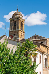 Italy - Orvieto - Chiesa dei Servi di Maria - Historic bell tower and copper dome rising above the rooftops
