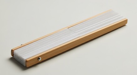 Closed bamboo and paper hand fan with minimalist presentation setup