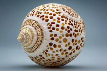 Perforated spherical shell, spiraling pattern