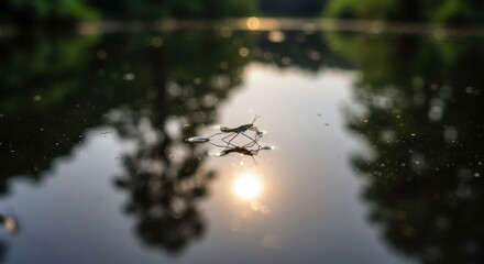 Serene Lake Reflection at Sunset Time.