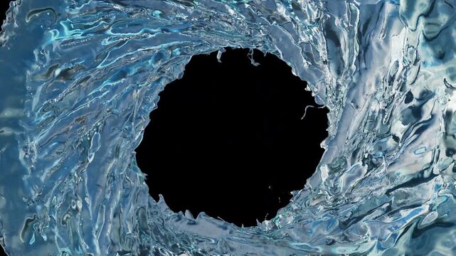 Twisting water tunnel, twisting whirlpool of water