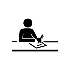 受付で用紙に記入している人をイメージしたアイコン