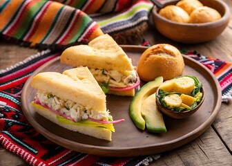 Stuffed Bread Rolls With Chicken And Vegetables On Plate
