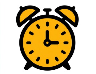 Simple, yellow alarm clock graphic