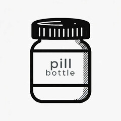 Labeled pill bottle vector icon - Pharmaceutical medicine container symbol