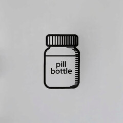 Pill bottle with text label vector icon - Medicine container illustration
