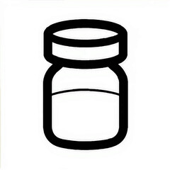 Pill bottle with label vector icon - Medicine jar container symbol