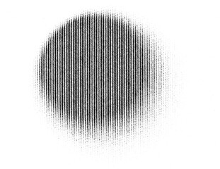 Circular halftone texture made of vertical lines with a soft gradient fade, creating a shaded tone...