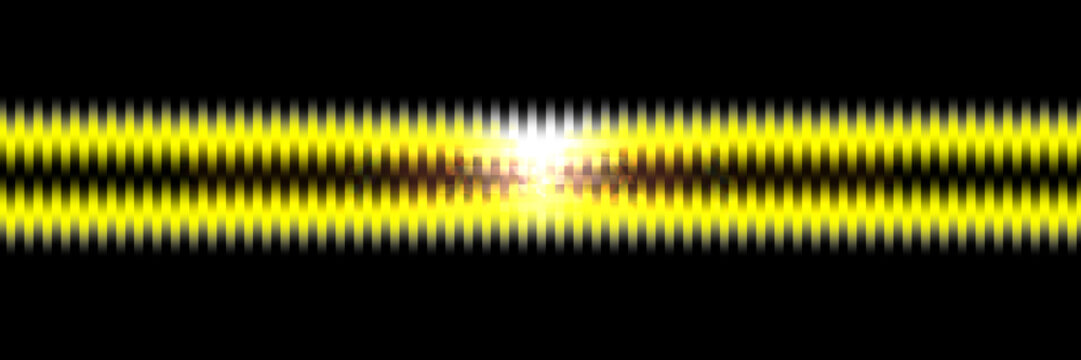 Yellow and white waveforms converging into a radiant central burst, with balanced gradients and smooth bilateral flow