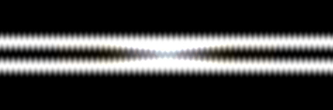 Alternating light and dark interference bands radiating from a central fringe, with balanced spacing across both sides