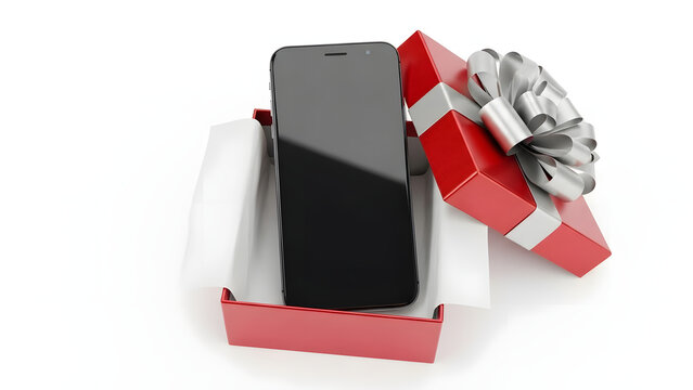 A black mobile phone in a box with a USB flash drive and pen sits near an open paper note, representing modern business technology and data storage equipment for the office - Powered by Adobe