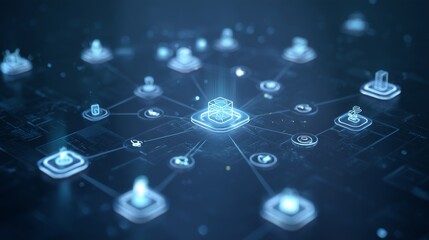 Exploring the Future of Connectivity and Data Interactions in a High-Tech Network Environment through Glowing Digital Nodes