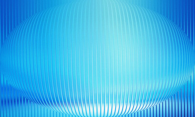 Abstract 3D Light Blue Ellipsoid Shape with Vertical Ribbed Texture and Grainy Soft Gradient
