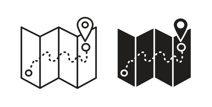 Map icons. EPS 10. Graphic icon vector designs