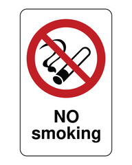 No Smoking Signage with Universal Red Prohibitory Symbol and Bold Black Text for Public Safety Health Compliance and Smoke Free Environment Regulations - High Vectorial Stock Image