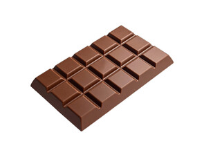 A perfectly molded milk chocolate bar with a grid pattern against a solid black background