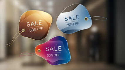 Modern Gradient Sale Tags with 50 Percent Discount Offer for Retail Shopping Promotion Campaign