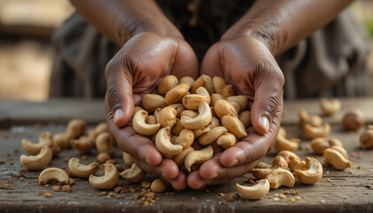 a hand full of cachew nuts