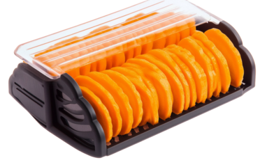 Adjustable mandoline slicer with safety guard designed for precise slicing and effortless kitchen prep isolated on transparent background PNG