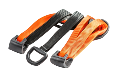 High quality fitness resistance bands with foot straps built for safe, effective, and portable workout routines isolated on transparent background PNG