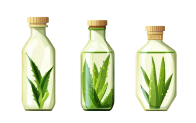 Complete aloe vera and eucalyptus oil combo pack created for self care, spa treatments, and holistic wellness isolated on transparent background PNG