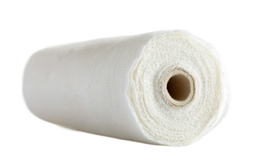Macro photography of partially unrolled bandage roll created for home, hospital, and emergency use isolated on transparent background PNG