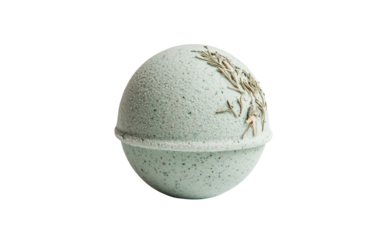 Premium bath bomb with natural essential oils created for skin nourishment, hydration, and soothing wellness routines isolated on transparent background PNG