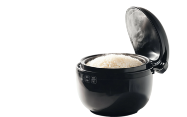 Efficient digital rice cooker designed for home use providing precise cooking, energy efficiency and convenience isolated on transparent background PNG