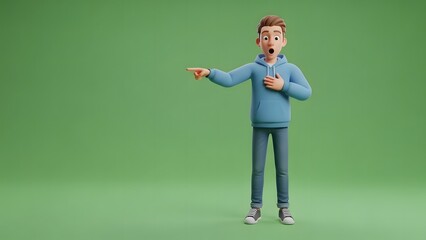 Surprised Content Creator Pointing to Empty Space