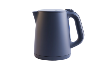 Portable electric kettle with foldable silicone structure for compact storage and safe heating isolated on transparent background PNG