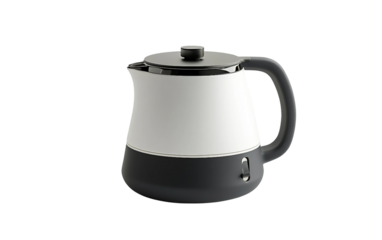 Travel friendly electric kettle featuring silicone body lightweight design and quick boiling isolated on transparent background PNG