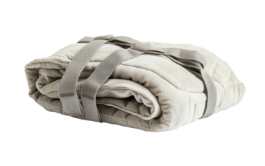 Heated back wrap with adjustable straps designed for pain relief warmth and muscle relaxation at home isolated on transparent background PNG