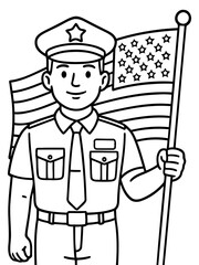 Pride and Patriotism: A depiction of a dedicated officer, proudly holding aloft the flag, representing the values and spirit of a nation.