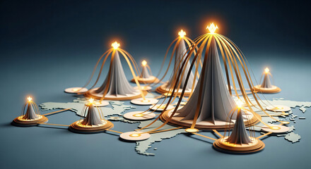 3D Abstract Global Network Connectivity Concept
