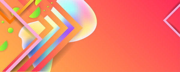 Orange New bright juicy summer abstract fluid creative banner, trendy bright neon colors with dynamic lines