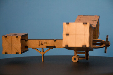wooden airplane with a blue background