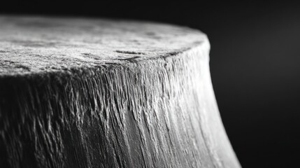 Close-up of a rough, textured cylindrical surface under bright lighting