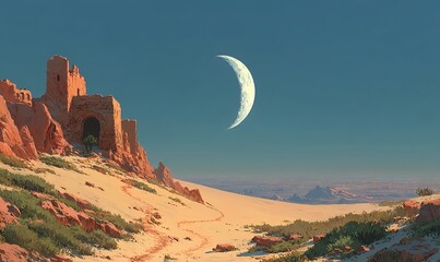 A tranquil animation vision of forgotten places where light and shadow intertwine